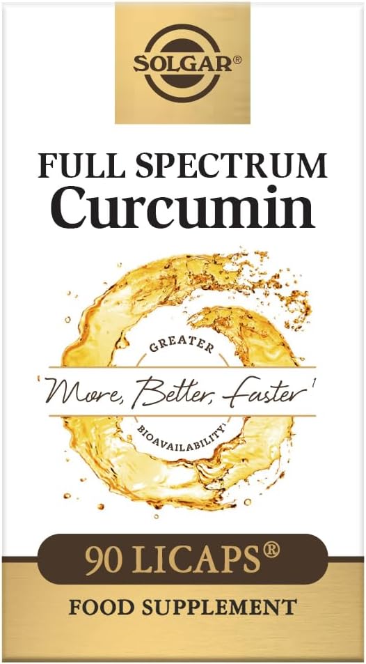 Solgar Full Spectrum Curcumin - 90 LiCaps - Überlegene Absorption - Gehirn, Gelenk- und Immungesundheit - Non-GMO, Vegan, Glutenfrei, Molkefrei - 90 Servierungen