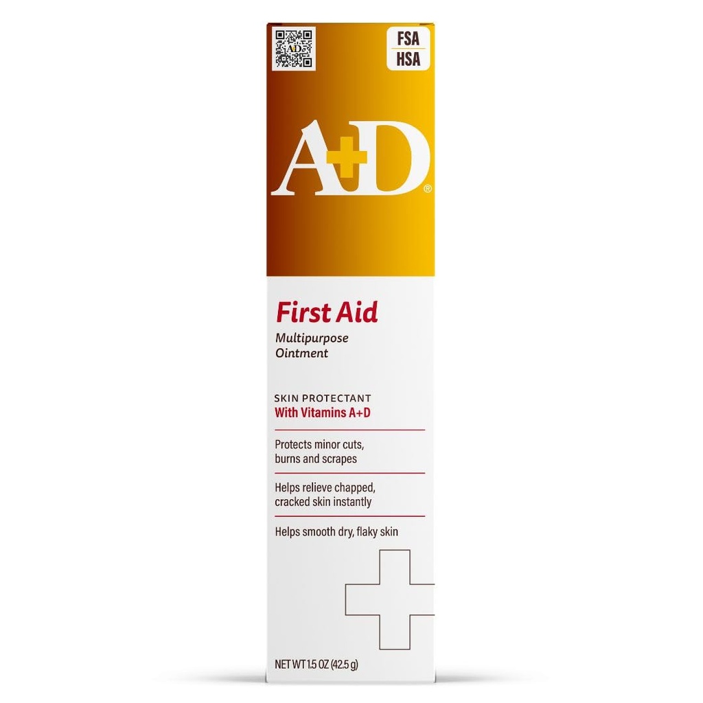 A+D Onguent de guérison de premiers soins - Protection de la peau hydratante pour les talons, les elbows, les mains et les lèvres secs - Utilisation après lavage des mains, emballage Mai Vary, multicolore – 1,5 oz Tube