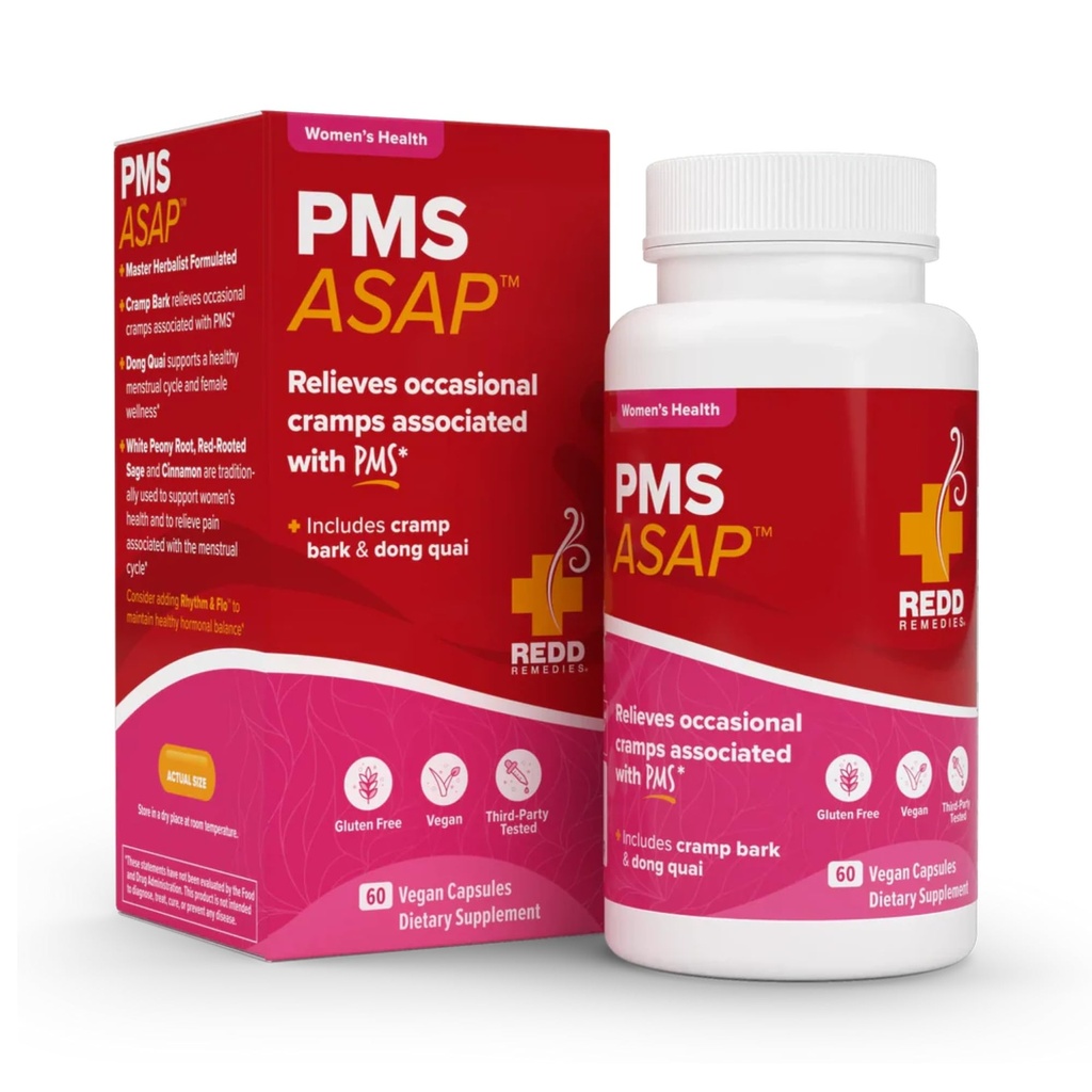 Redd Remedies, PMS ASAP, beinhaltet Cramp Bark & Dong Quai, 60 Vegan Kapseln