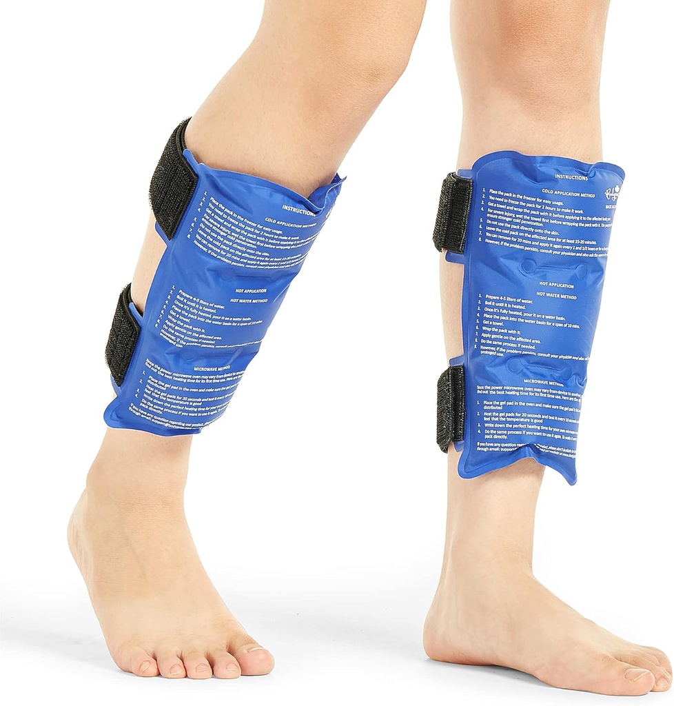 BODYPROX Shin Splint Ice Pack 2 Pack - Wiederverwendbare kalte und heiße Wrap für Shin Splints Schmerzlinderung, Flexibles Eispaket für Läufer