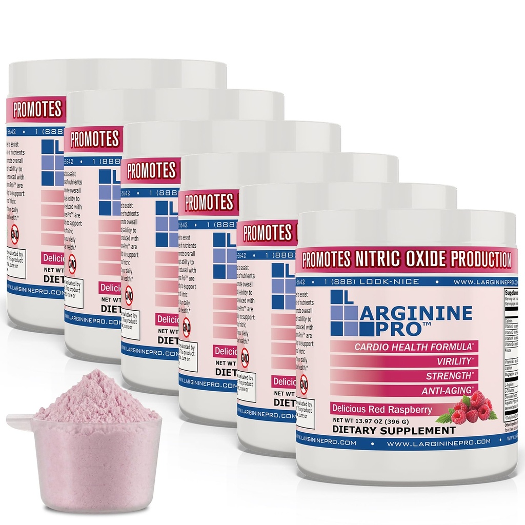 L-ARGININE PRO | 5.500mg L-Arginin Plus L-Citrulline 1100mg Himbeerpulver-Getränk-Mix-Ergänzung für erhöhte Stickstoffoxid-Produktion