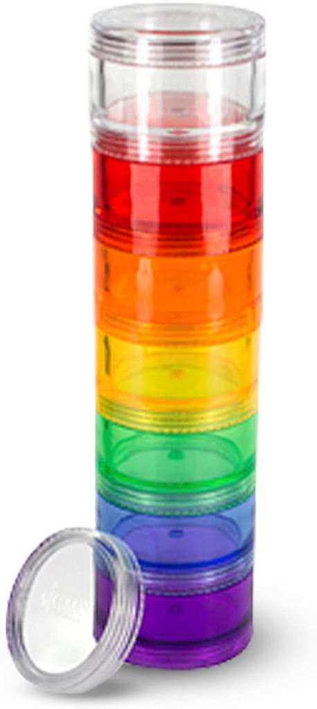 Organisateur de pilules de médicaments de 7 jours - Boîte à pilules empilables - Convient aux petits comprimés et suppléments de vitamine, Gardez votre médicament quotidien organisé en un seul endroit - Moyen - Rainbow