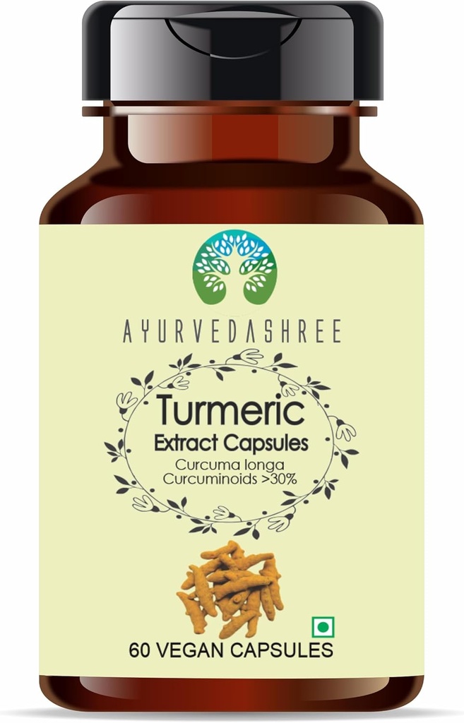 Kurkuma Extrakt 500mg - 60 vegetarische Kapseln | Haldi Extrakt | Curcuma Longa | Alle natürlichen | 100% Vegan | Glutenfrei | GMP zertifiziert.