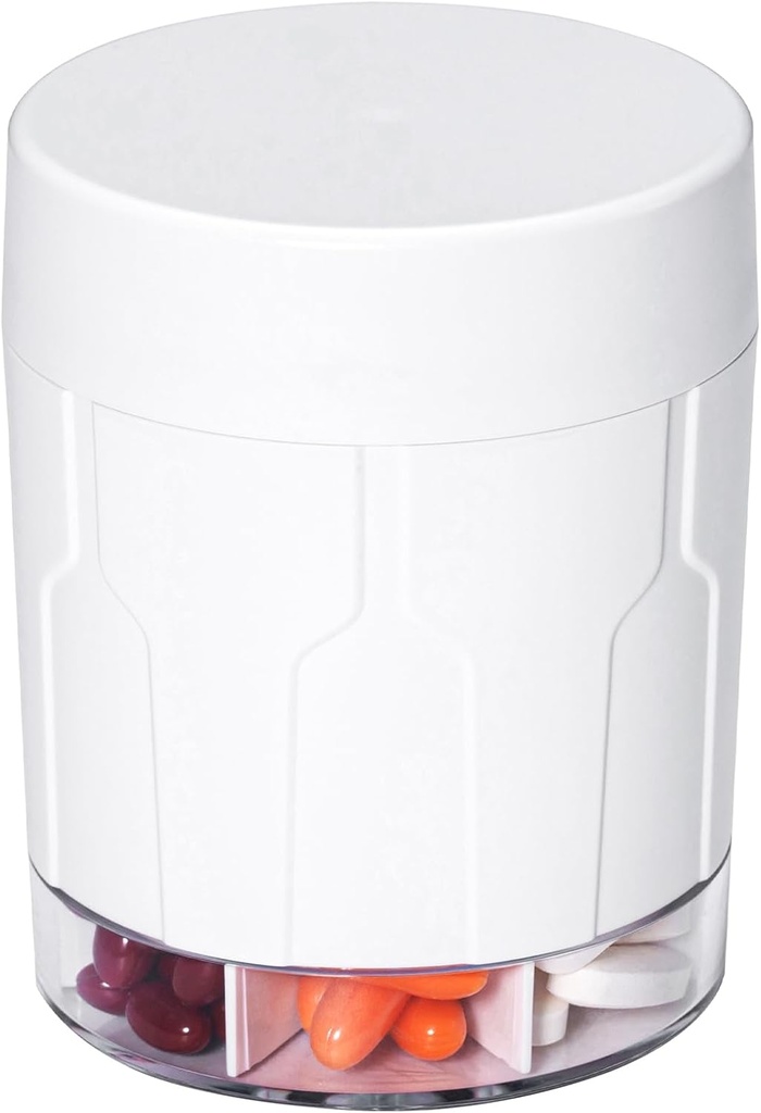Betife Extra Large Supplement Organizer,Weekly Pill Organizer Bouteille, Daily Pill Dispenser avec 7 grands compartiments, Organisateur pour tenir 7 jours de médicaments à base de vitamine,21 étiquettes et une brosse de nettoyage (blanc)