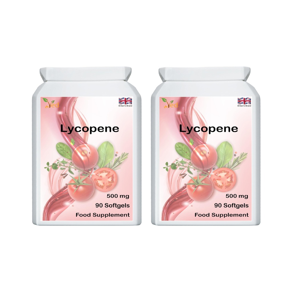 Ved Lycopen 500 mg | 90 softgel, 6 Monate Versorgung.(Pack von 2)
