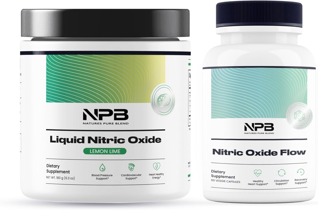 Nature's Pure Blend - Ensemble d'oxyde nitrique - Soutien de la pression artérielle, Énergie de santé cardiaque, N.O.