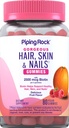 Piping Rock Peau et ongles Vitamines : 80 Gummies : 2500 mcg de Biotin : Multivitamine féminine : vitamine C et E : saveur de fruits : non-OGM, supplément sans gluten