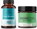 HERBAMAMA Stone Breaker and Iodine Kit - Bundle von 1200 mg Stone Breaker Capsules & Kalium Iodine Gummies - Vegan, Non-GMO, Gelatin-Free - 2 Pack