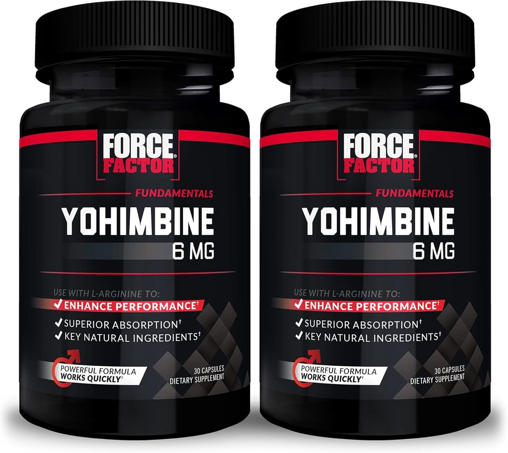 Kraftfaktor Yohimbine Ergänzung für Männer, Yohimbe Bark Extrakt mit überlegener Absorption, um Leistung zu verbessern, 6mg Yohimbine Bark Pillen mit Schlüssel natürlichen Zutaten, 30 Count (Pack von 2)