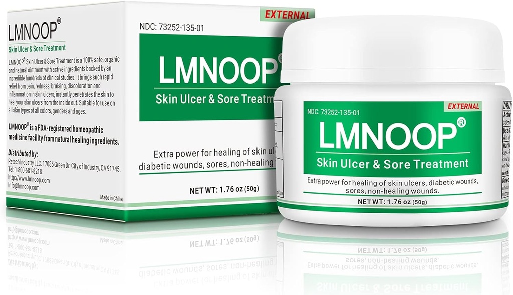 LMNOOP® Skin Ulcer Heilende Salbe, für Fuß & Bein Ulcers, Sores, Varicose Ulcers, Stasis Ulcers, Bettenores, Cuts, Burns, Skin Infections, Natürliche Inhaltsstoffe Tiefe gewebte Heilung Salbe
