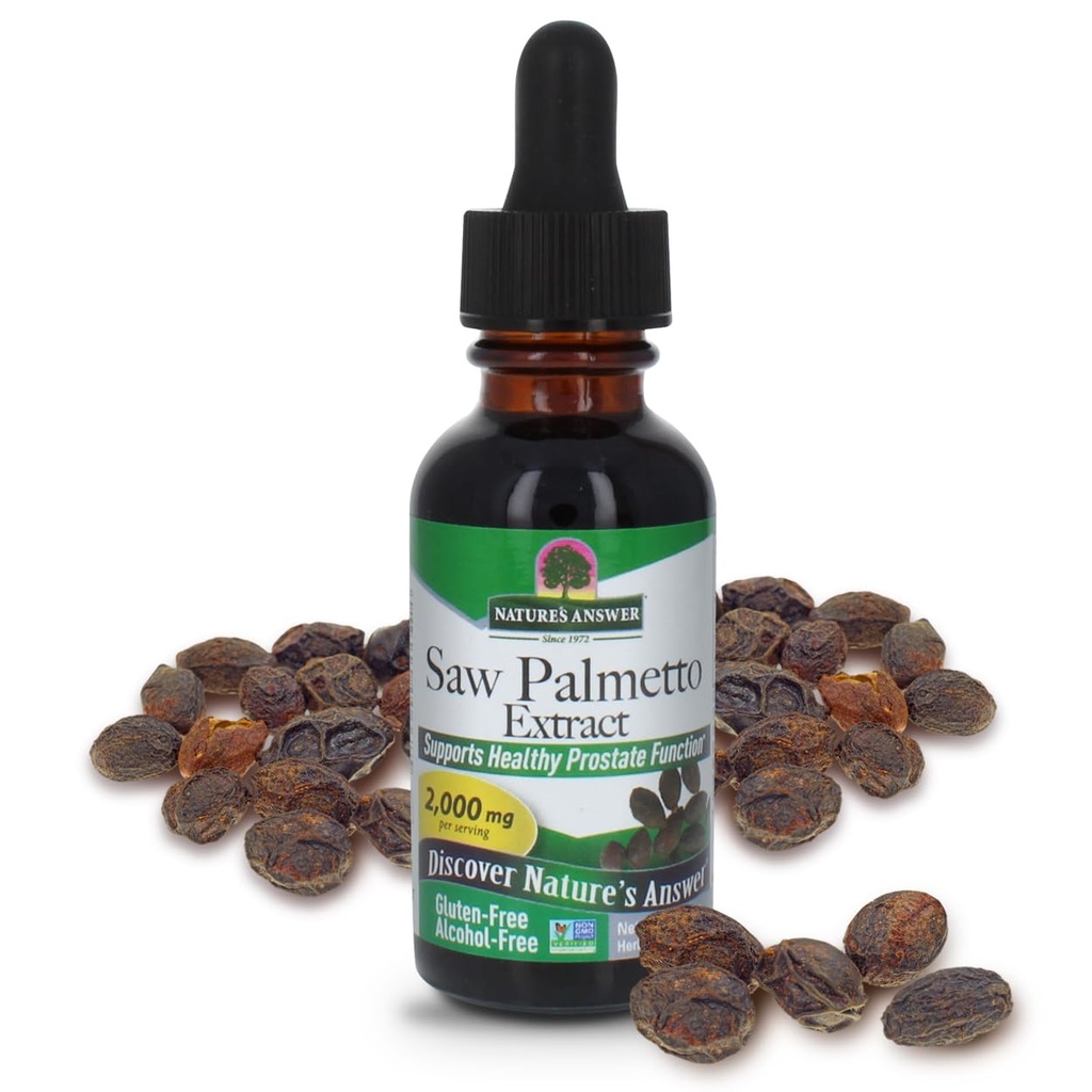 Natur Antwort Alkoholfreie Säge Palmetto Berry Extrakt, 1-Fluid Unze | Prostata-Unterstützung | Natürliche urinäre Gesundheit | fördert Haarwachstum