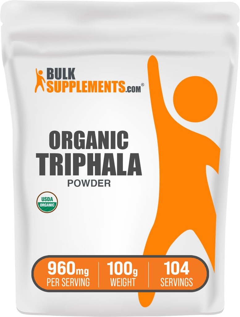BulkSupplements.com Organic Triphala Powder - Haritaki Powder, Ayurvedic Supplement - Glutenfrei, 960mg pro Servierung, 100g (3.5 oz) (Pack von 1)