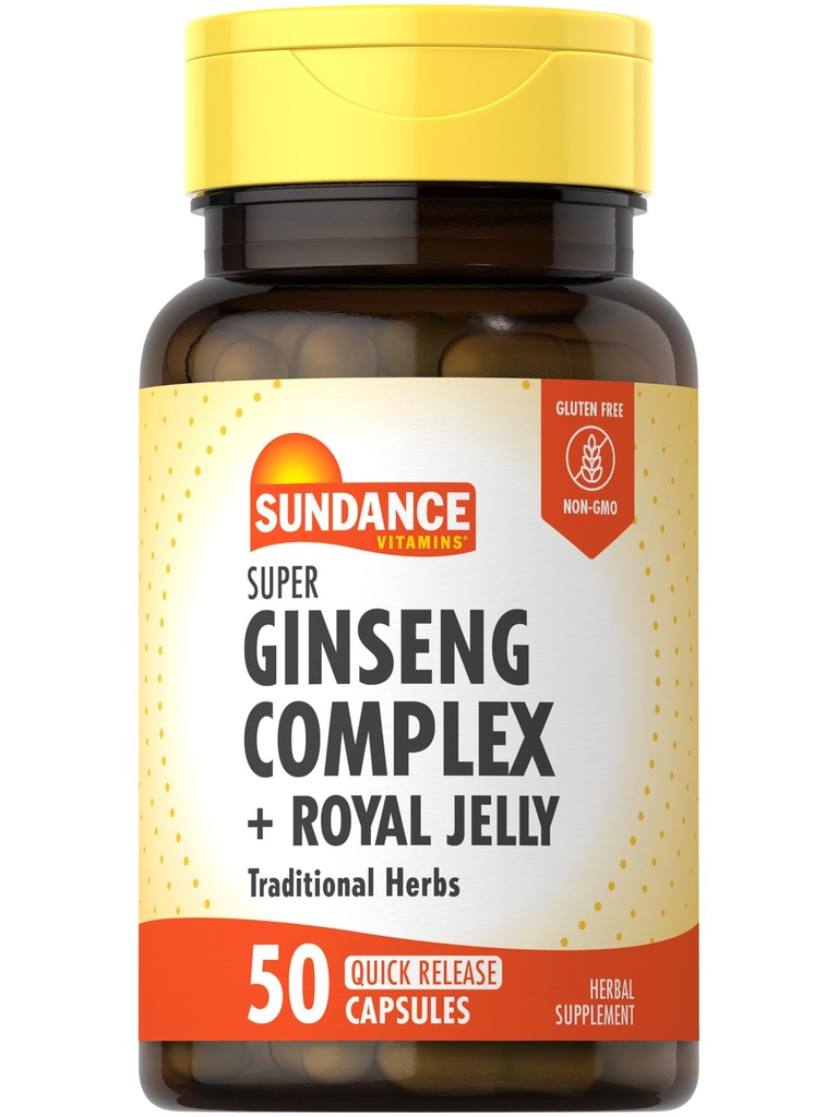 Sundance Super Ginseng Complex | mit Royal Jelly | 50 Quick Release Kapseln | Non-GMO und glutenfreie traditionelle Kräuterergänzung