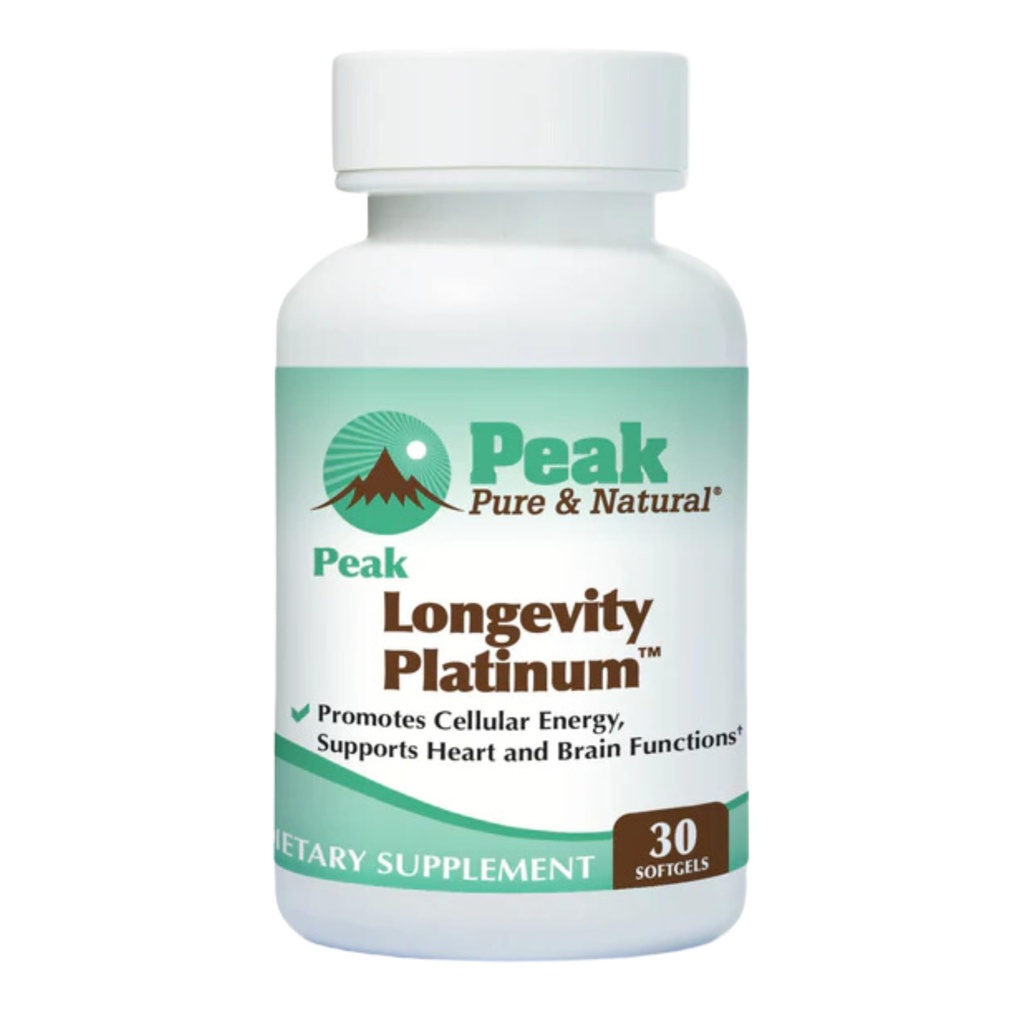 Peak Longevity Platinum PQ-Ergänzung mit Coenzym Q10 - Pyrrolochinolin Quinone mit Ubiquinol CoQ10 und Shilajit - Mitochondriale Ergänzung für natürliche Energie und gesunde Alterung (30 Softgels)