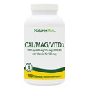 NaturesPlus Calcium/Magnésium/Vitamine D3 avec vitamine K2 - Soutient la santé osseuse et immunitaire - Végétarienne, sans gluten - 180 comprimés - 45 portions