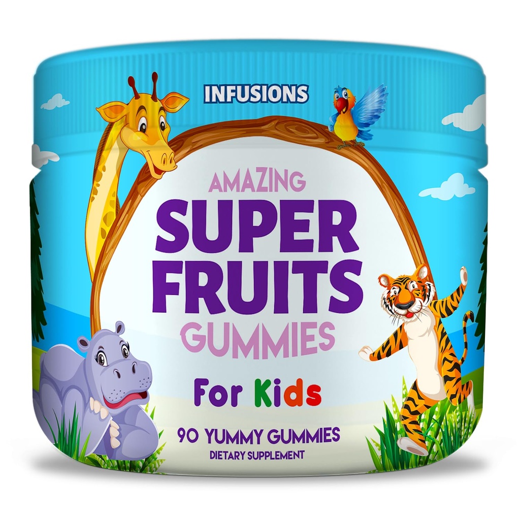 Infusionen Super Fruit Gummis für Kinder 90 Count Antioxidant Blend weich und lecker Vegan freundlich Gluten Free Non-GMO