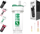 Bouteilles de shaker de litex pour shakes protéiniques, Bouteille de shaker de 26oz pour pré-entraînement, Bouteilles de shaker avec paille, Bouteilles de mélange Tritan sans BPA pour poudre de protéines, avec pinceau et instructions (blanc)