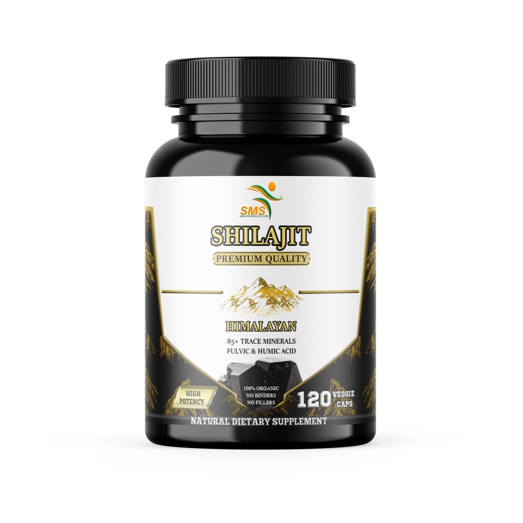 Shilajit Pure Himalayan Kapseln (Fulvic Acid Supplement) 1000 mg organischer Shilajit Extrakt pro Servierung, 120 Graf (85+ Trace Minerals, keine Füllstoffe, keine Bindemittel)