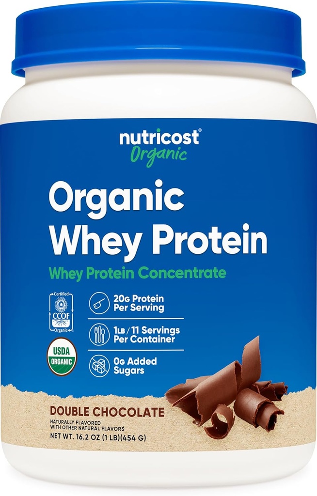 Nutricost Organic Whey Protein Konzentrat, Double Chocolate Flavored, (1LB) - Glutenfrei, Non-GMO