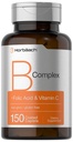 Horbaach B Complex Vitamine für Frauen und Männer | 150 Caplets | mit Folsäure & Vitamin C | Non-GMO & Gluten Kostenlose Ergänzung