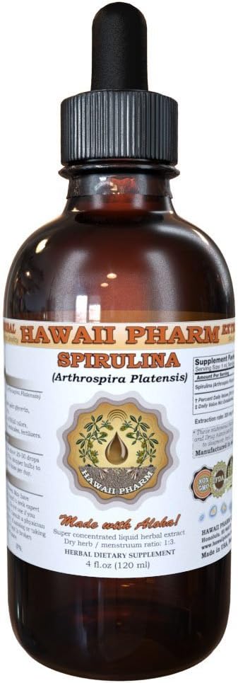 HawaiiPharm Spirulina Liquid Extract, Bio Spirulina (Arthrospira platensis) Tinktur, Kräuterergänzung, Made in USA, 2 fl.oz
