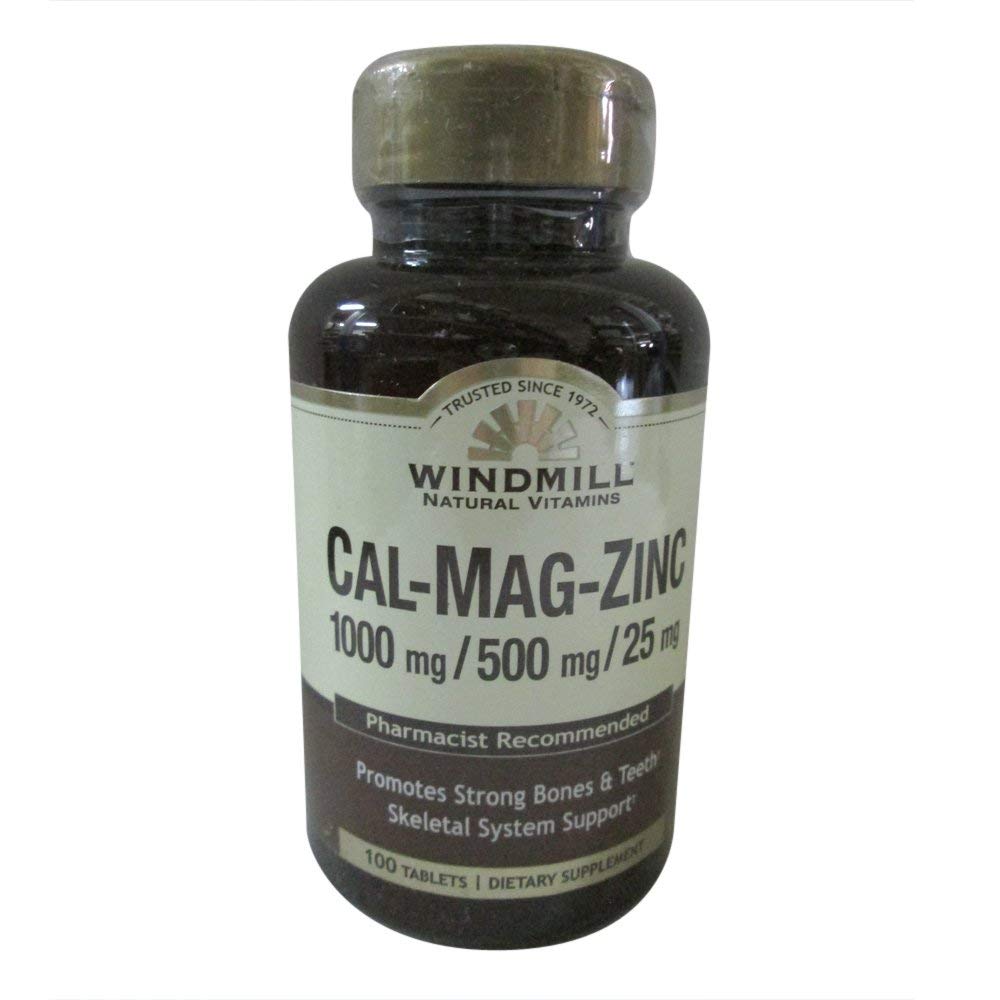 Windmühle Calcium, Magnesium und Zink Tabletten 100 Tabletten (Pack von 4)