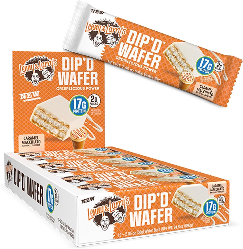 Lenny & Larry est le BOSS ! Immunity BarTM, Caramel Macchiato, 17g Produits laitiers et protéines végétales, Probiotiques, Boîte de 12