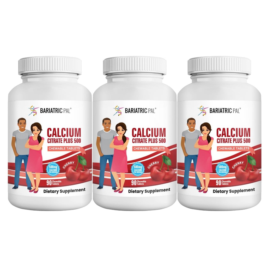 BariatricPal Calcium Citrat 500mg Kautabletten - Kirsche (90-Day Supply)