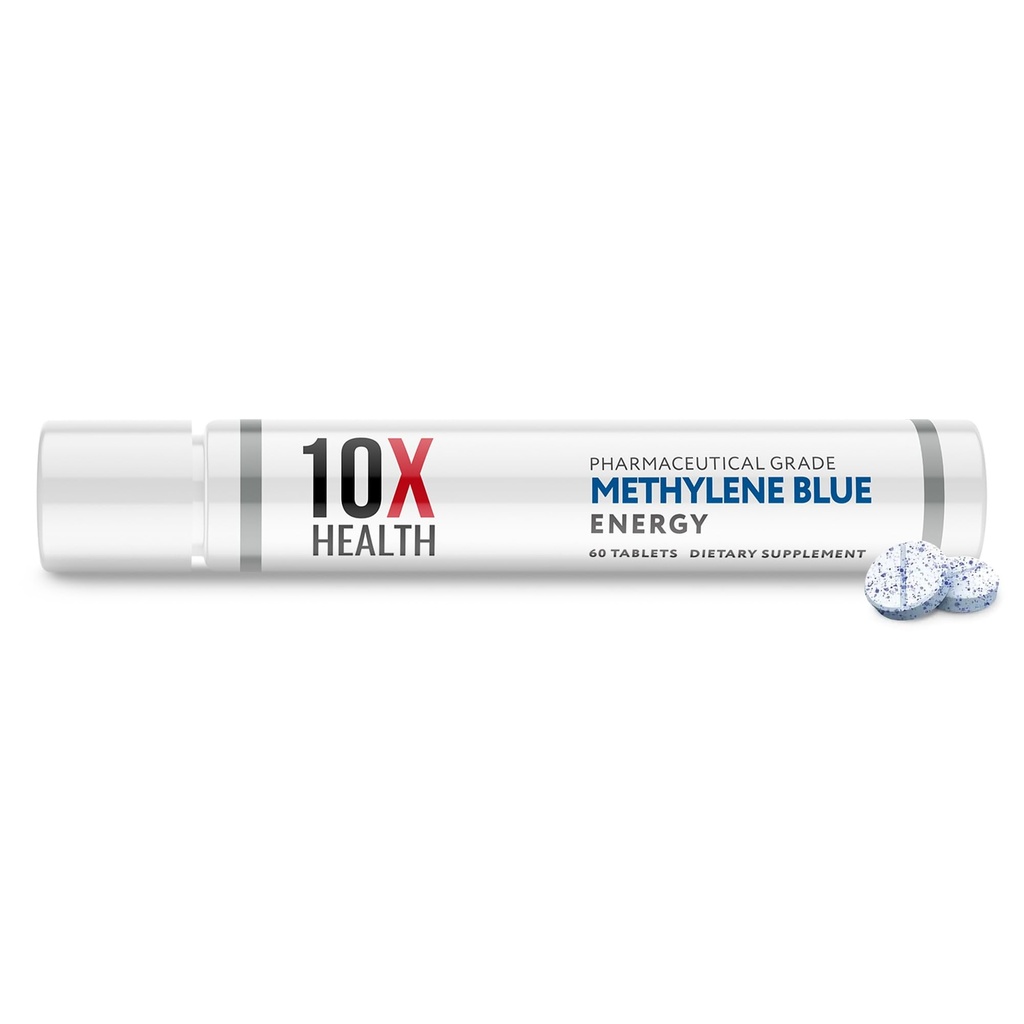 10X Supplément bleu de méthylène santé avec extrait de poivre noir - 60 comprimés bleu de méthylène comprimés de qualité pharmaceutique - soutient l'énergie, le focus et la cognition - végétalien, non-OGM