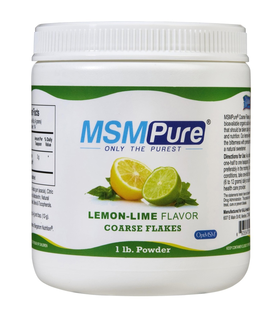 KALA HEALTH MSMPure Lemon Lime Flavored Coarse MSM Powder Flakes – US-Made MSM für Joint Health, Haut Aussehen und Haar & Nagel Unterstützung – 1 lb, Bio Schwefel