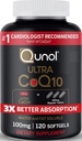 Qunol Ultra CoQ10 100mg, 3x Bessere Absorption, patentiertes Wasser und Fett lösliche natürliche Ergänzung Form von Coenzym Q10, Antioxidans für Herzgesundheit, 120 Count Softgels