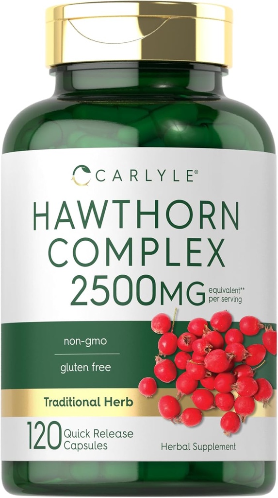 Carlyle Hawthorn Berry Complex 2500mg Kapseln | 120 Count | Extrakt Pulver | für Männer und Frauen | Non-GMO & Gluten Kostenlose Ergänzung