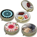 Small Pill Box,Pill Case for Purse&Pocket,3 Compartments Travel Pill Case Medication Organizer Speicher für Vitamine, Pillen, Fischöl und Ohrringe, Studs,Bronze-3Round