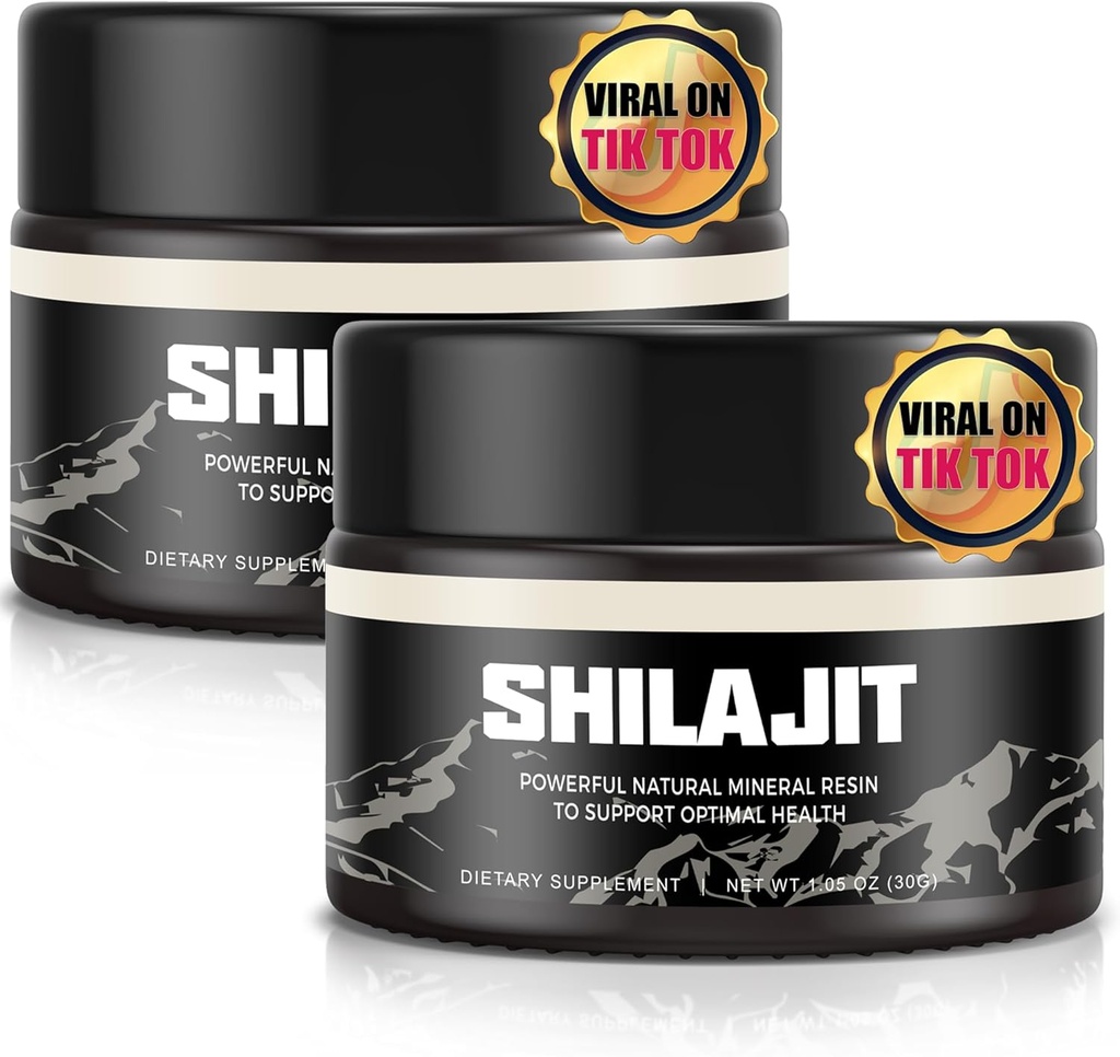 Shilajit Pure Himalayan Organic Shilajit Resin - Gold Grade 100% Shilajit Supplement - Natürliche Shilajit Resin mit 85+ Trace Minerals & Fulvic Säure für Fokus & Energie, Immunität,2 * 30