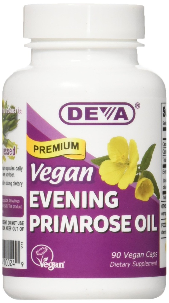 Vitamines véganes de Deva Soir Huile de Primrose Vcap, 90 Compte