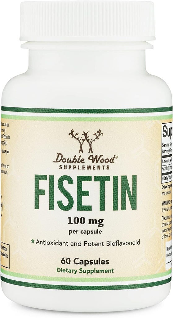 Fisetin-Ergänzung - 100mg Bioactive Flavnonols, 60 Count (Bioflavonoid Polyphenols Supplement Ähnlich wie Apigenin, Luteolin und Quercetin) Aging Support Senolytic by Double Wood