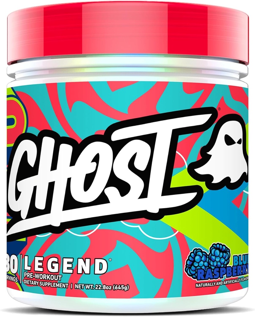 GHOST Legend Pre-Workout Powder, Blue Raspberry - 30 Servings – Pre-Workout for Men & Women with Choline, L-Citrulline, & Beta Alanine for Energy & Focus