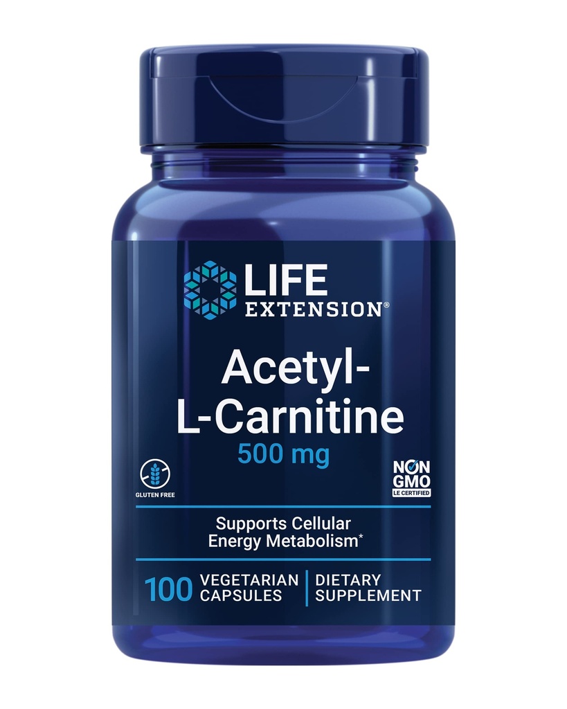 Lebensverlängerung Acetyl-L-Carnitin, Acetyl-L-Carnitin, Vitamin C, Gehirn, Mood & Nerve Gesundheit, Cellular Energy, 3-Monats-Versorgung, Glutenfrei, Non-GMO, Vegetarisch, 100 Kapseln