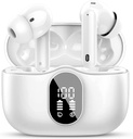 Btootos Ecouteurs sans fil Bluetooth 5.4 Casques Basse Stéréo Ear Buds avec bruit Annuler Mic Affichage LED dans l'oreille Earphones IP7 Imperméable 36H Playtime pour Ordinateur portable Téléphones Sports Workout Blanc