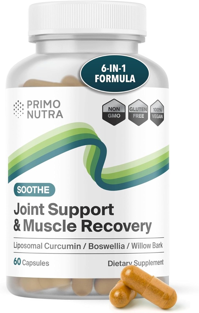 Fast Acting Joint Health Supplement - Liposomal Curcumin, Boswellia serrata, White Willow Bark, Turmeric Supplement mit Black Pepper 6-in-1 Joint Support Supplement (60 Kapseln)