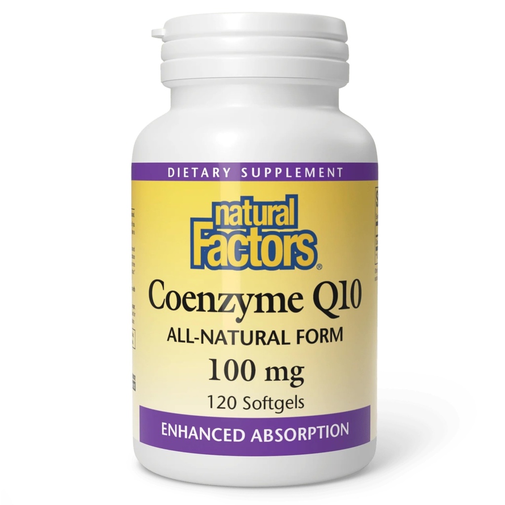 Natürliche Faktoren Coenzym Q10 - Antioxidans Support Supplement unterstützt Zelluläre Energieproduktion - Bessere Absorption hilft gesunde Herzfunktion - 100 mg, 120 Softgels (120 Servietten)