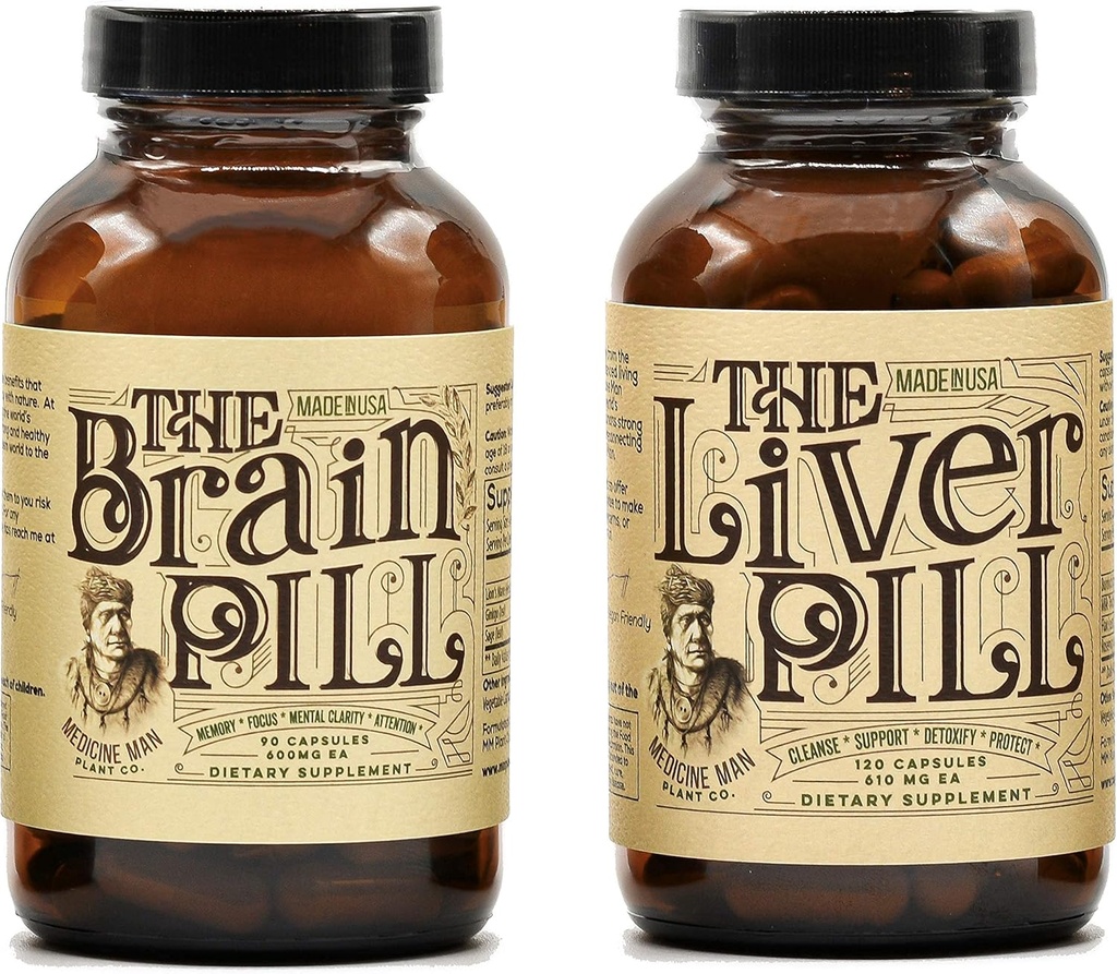 Medicine Man Plant Co. - Le groupe de guerriers - Foie et pilules cérébrales - 30 jours d'approvisionnement