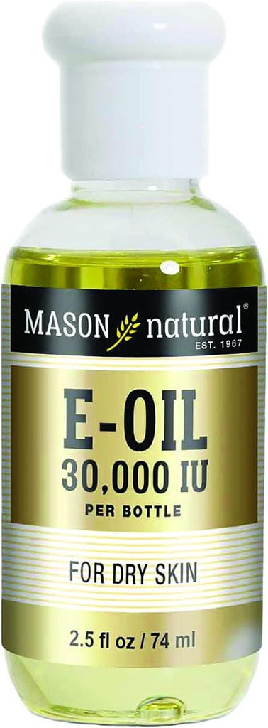 MASON NATURAL Vitamin E Oil, 30000 iu, Geeignet für Vegetarier, Verwenden Sie topisch, um Feuchtigkeit zu helfen, trockene Haut oder nehmen Sie als Nahrungsergänzung für Antioxidantien und Anti-Aging Vorteile, 2,5 Fl Oz