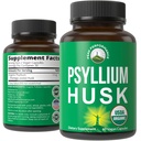 USDA Psyllium Organic Musk Capsules Vegan faites avec Psyllium Organic Husk Seed. Supplément fibre pour Gut. Prébiotiques digestifs. Des pilules pour la digestion, sans ballonnement. Comprimés