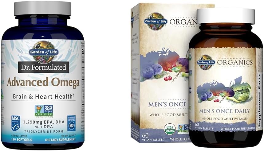 Garten des Lebens Omega-3 Fischöl 1.290mg + Männer Bio Multivitamin, 60 Tabletten