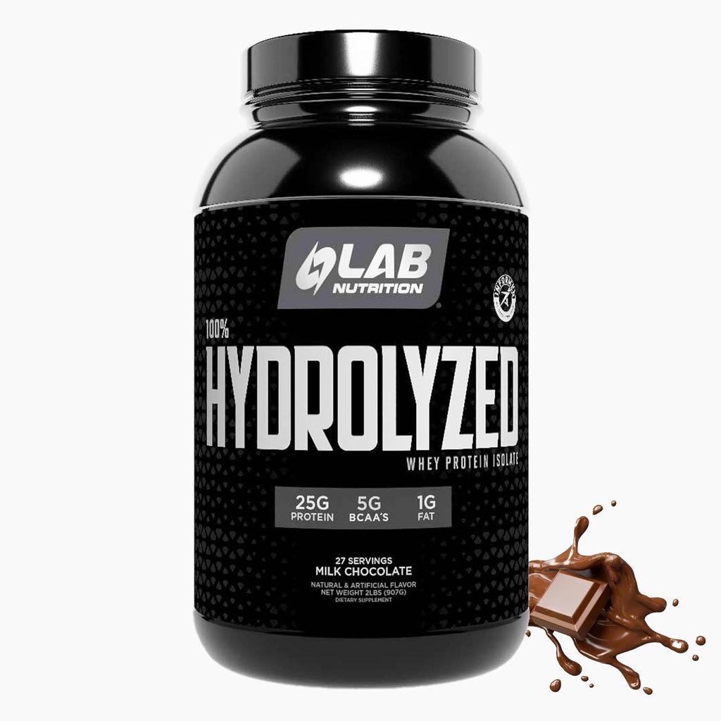 Isolat 100% hydrolysé de protéines de lactosérum (2 livres, saveur de chocolat) 25gr de protéines, construire des muscles, croissance musculaire maigre, digestion facile, sans gluten, sans lactose, absorption rapide.