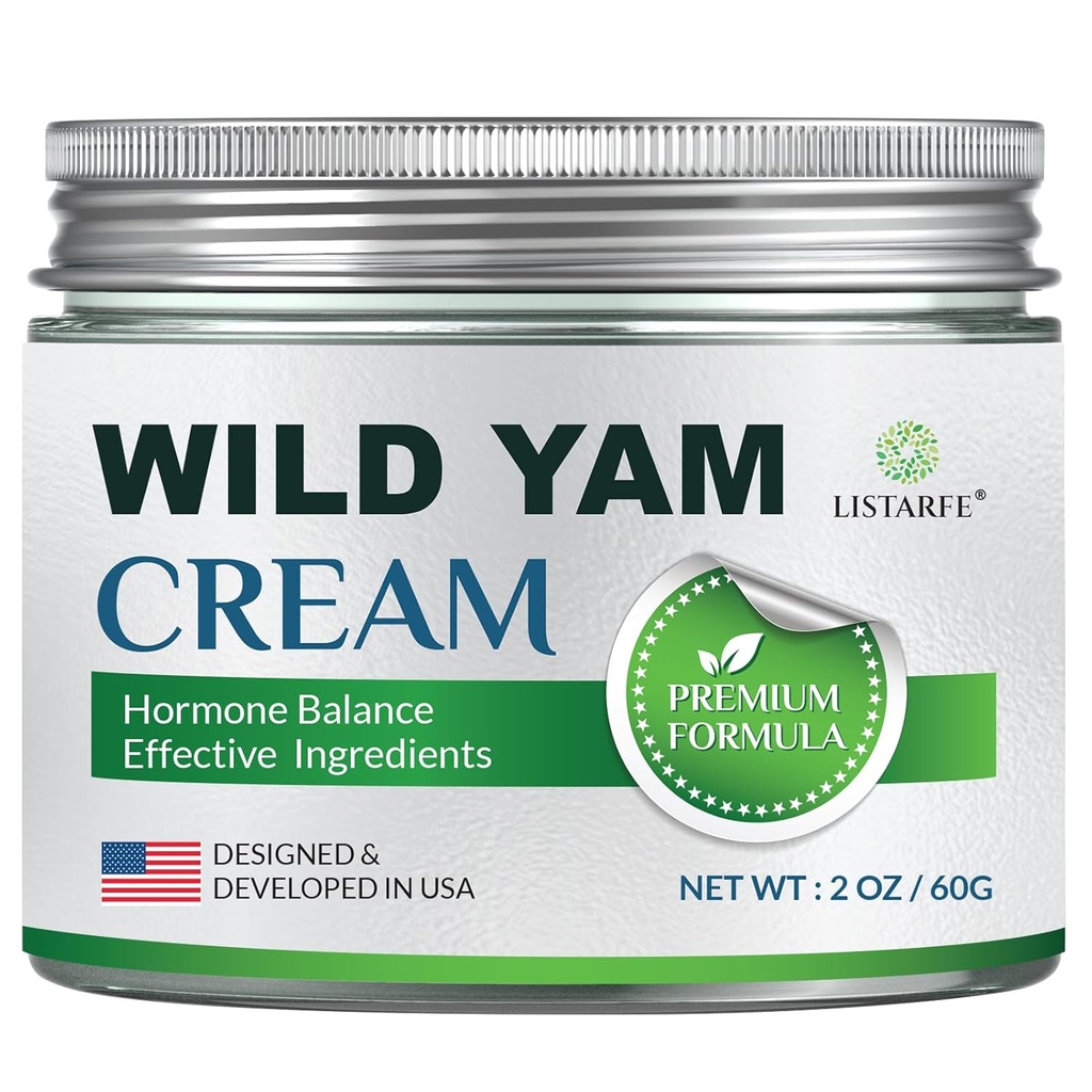 Wilde Yam-Creme für Hormone Balance, Bio-Wild Yam-Creme für Frauen für Hot Flashs und Nacht Sweats Menopause Relief, 2 Unze