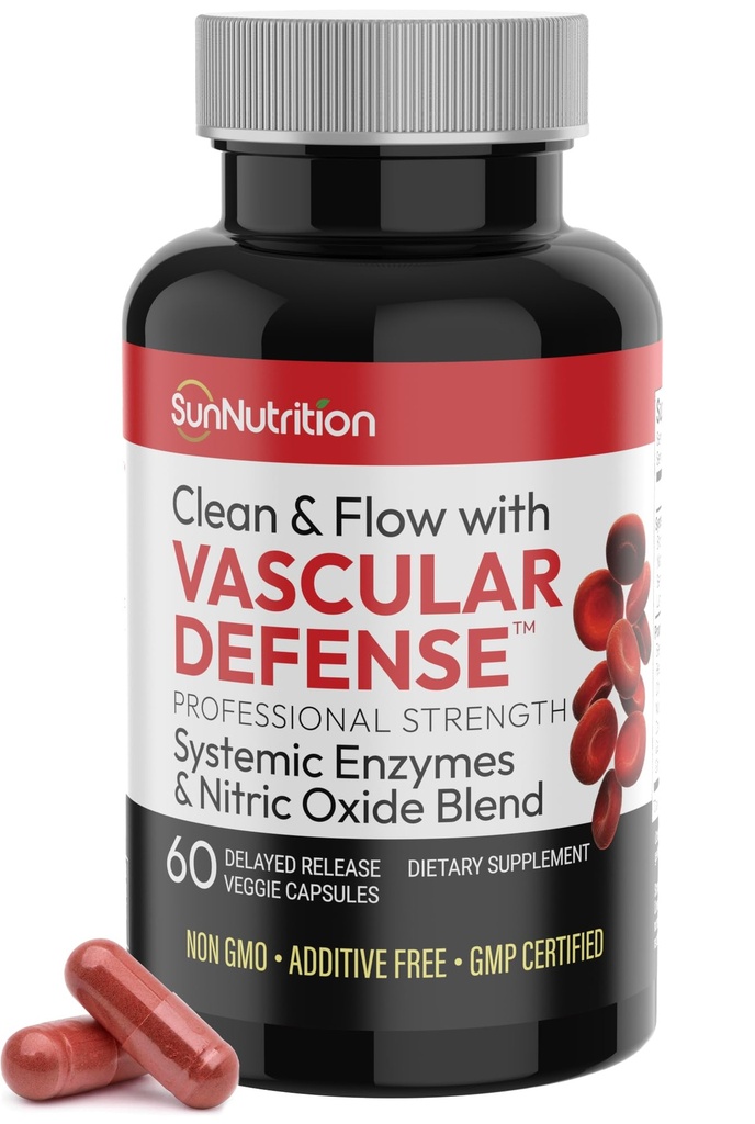 Nattokinase Ergänzung Nitric Oxid Kapseln Rüben Wurzel Extrakt High Potency Lumbrokinase & Bromelain Systemische Enzyme Nitric Oxid Mischung Clean & Flow Vascular Defense 60 Caps 30 Servietten