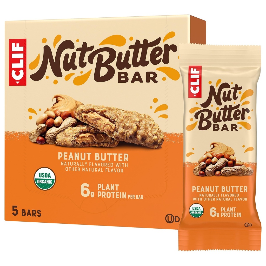 CLIF Nut Butter Bar - Erdnussbutter - Gefüllte Energieriegel - Nicht-GMO - USDA Organic - Plant-Based - Low Glycemic - 1,76 Unze (5 Pack)
