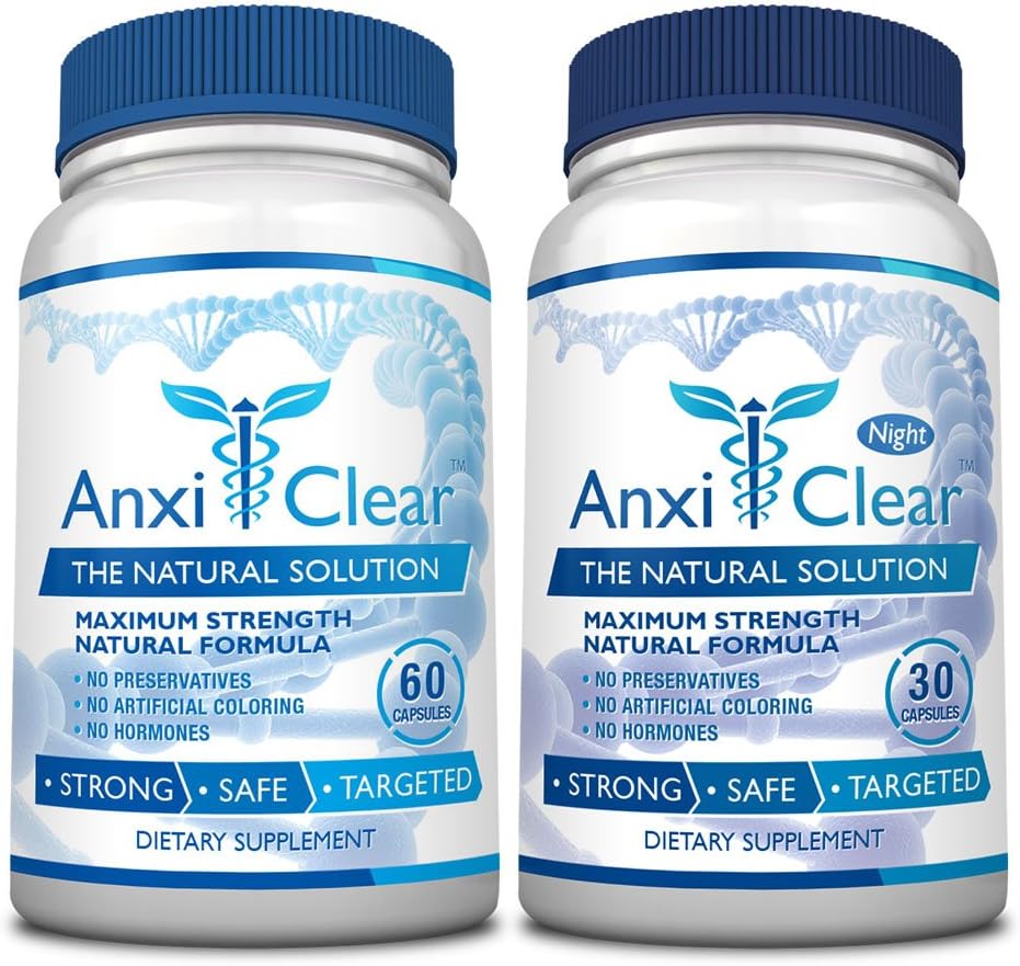 Santé des consommateurs AnxiClear - stimule l'humeur, calme l'esprit, élève les niveaux de sérotonine - 5-HTP, L-thianine - 1 jour + 1 nuit